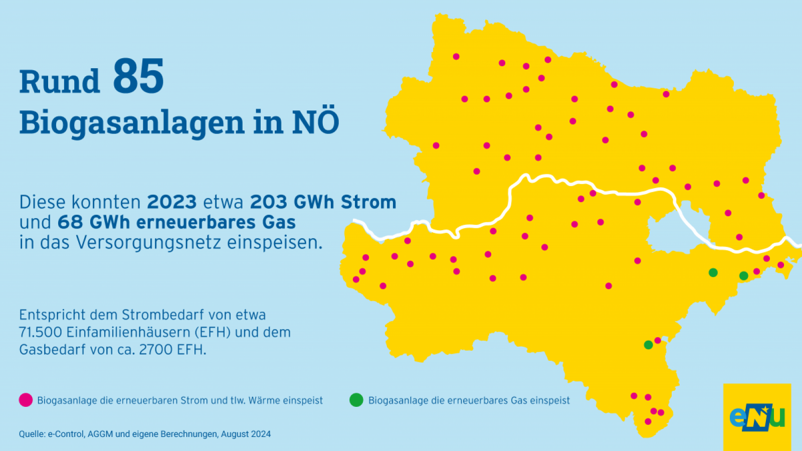 Karte mit allen Biogasanlagen in Niederösterreich.